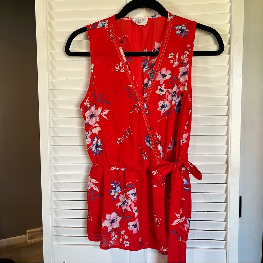 Sienna Sky Faux Wrap Floral Tank Top